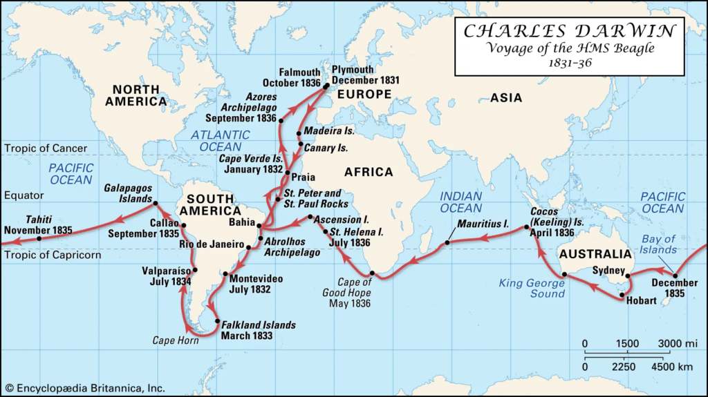 Voyage on the HMS Beagle of Charles Darwin